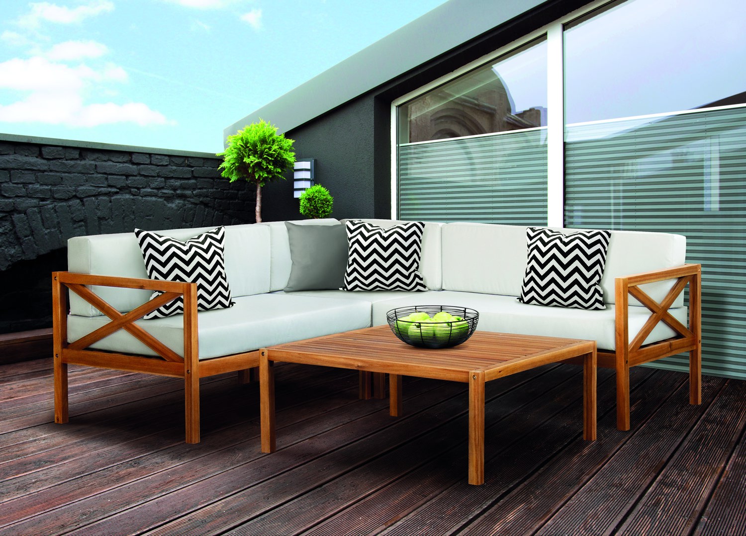 Wooden corner on sale outdoor furniture